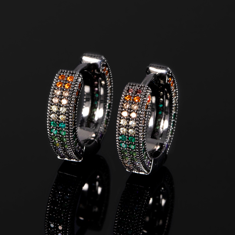 Iced Out Rainbow Hoop Earrings Gold With Street Luxury Shine - Image 4