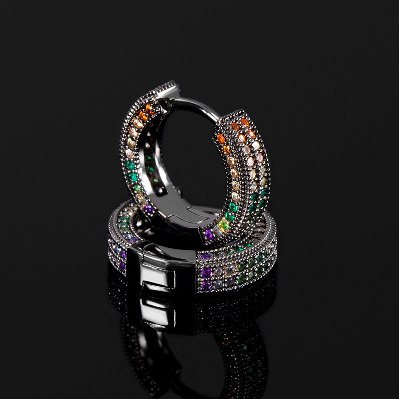Iced Out Rainbow Hoop Earrings Gold With Street Luxury Shine