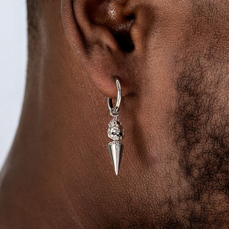Flame Skull Dangle Earrings Bold Statement Style With Street Luxury - Image 3