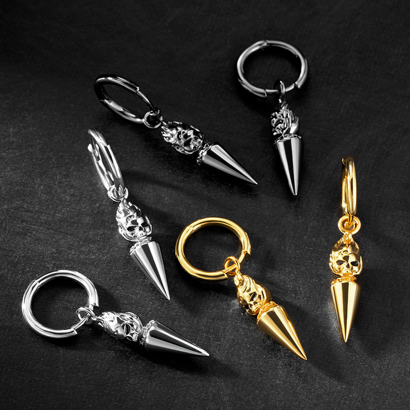 Flame Skull Dangle Earrings Bold Statement Style With Street Luxury - Image 6