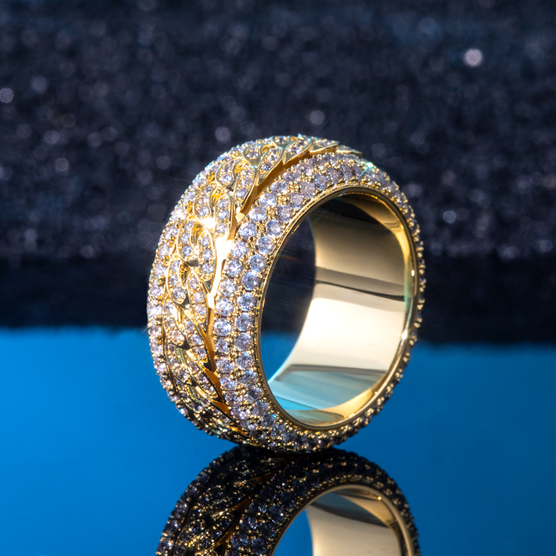 Iced Out Rotatable Cuban Ring In Gold Moissanite With Street Luxury Shine - Image 4