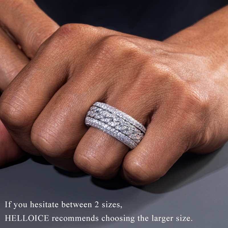 Iced Out Rotatable Cuban Ring In White Gold Silver With Street Luxury Shine - Image 3