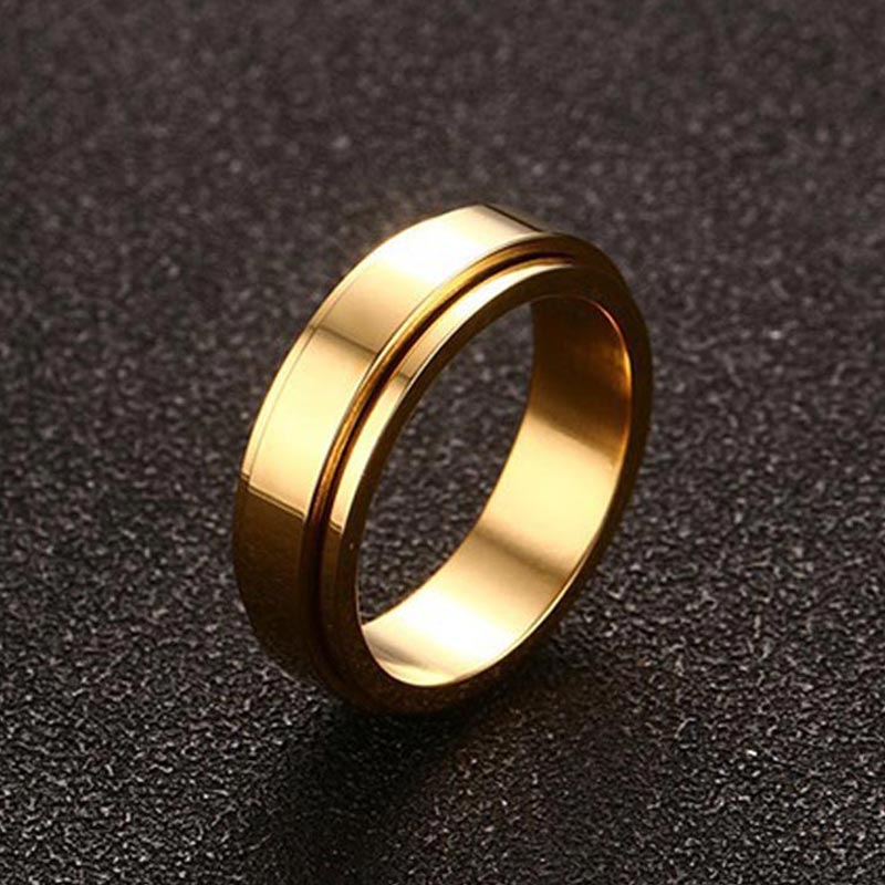 Spinner Relieving Stress Stainless Steel Band In Gold Ring