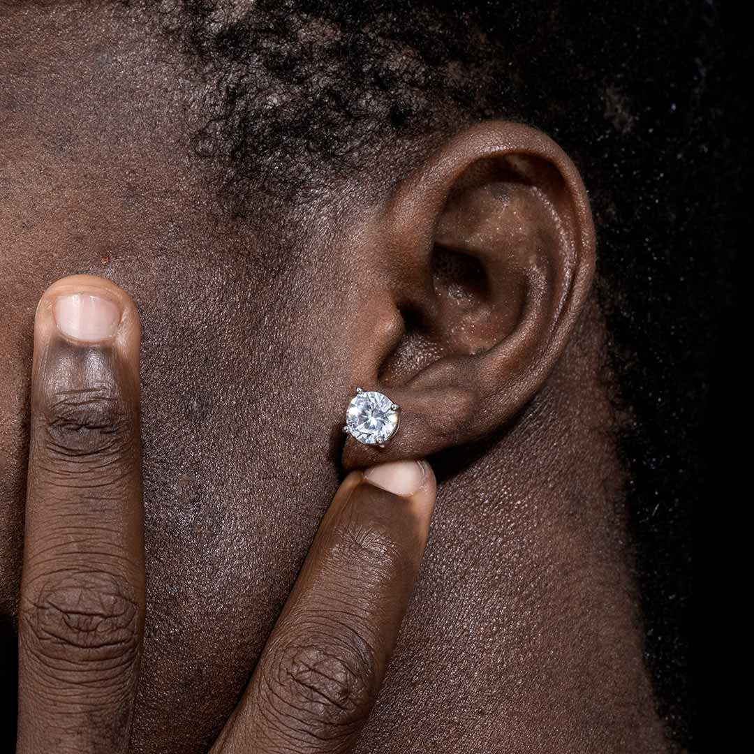 Round Cut Stud Earring Moissanite With Street Luxury Shine - Image 4