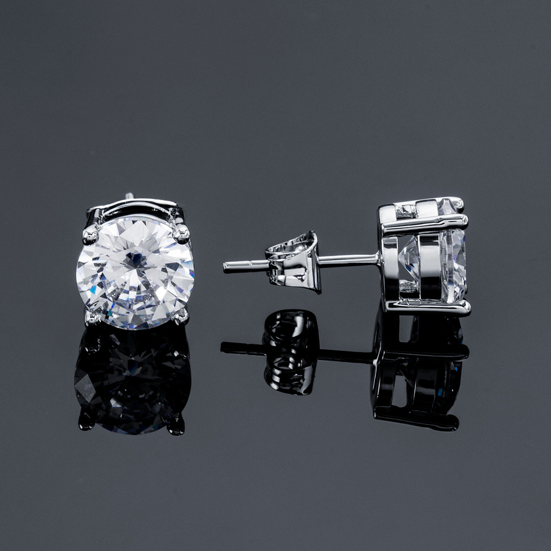 Round Cut Stud Earring Moissanite With Street Luxury Shine - Image 5