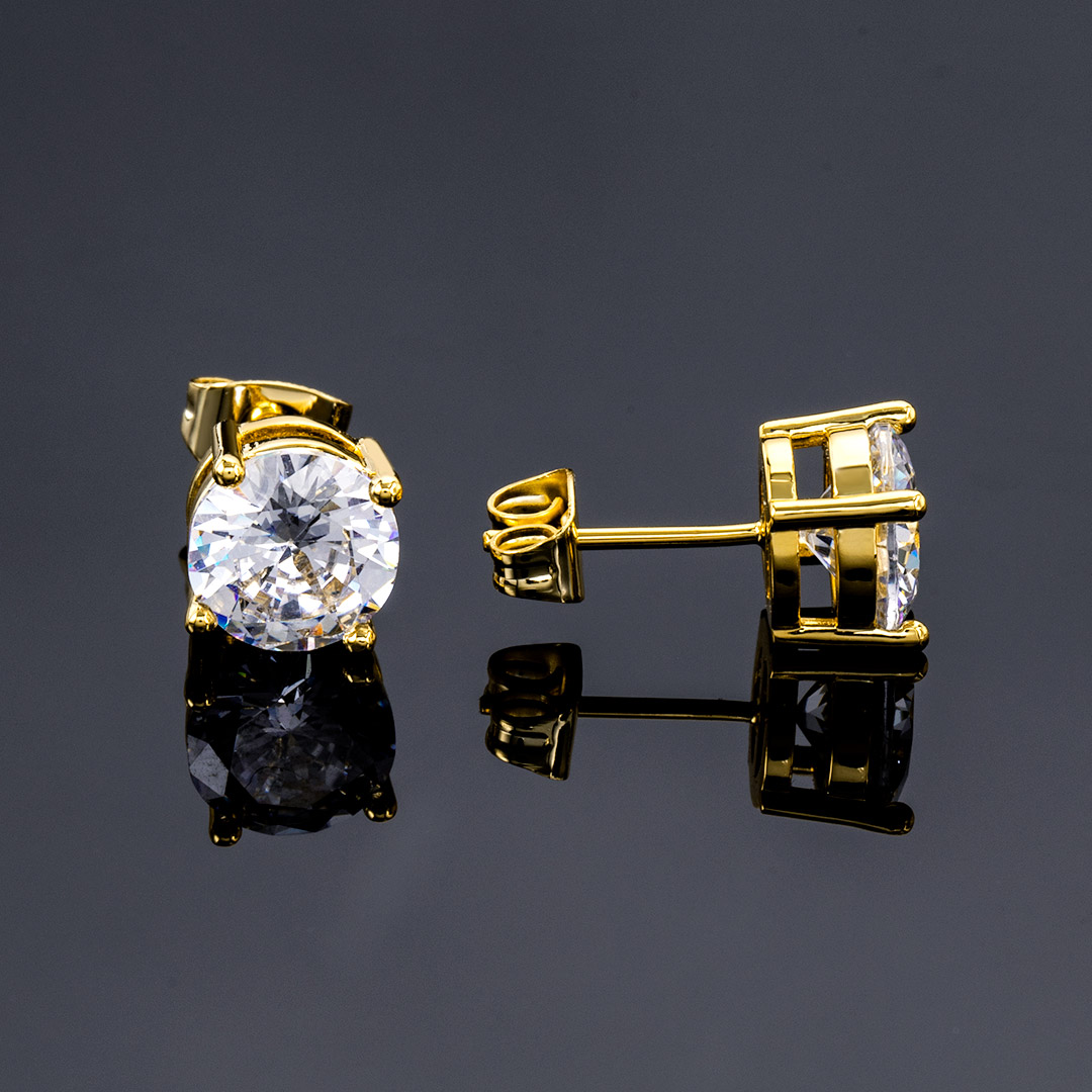 Round Cut Stud Earring Moissanite With Street Luxury Shine