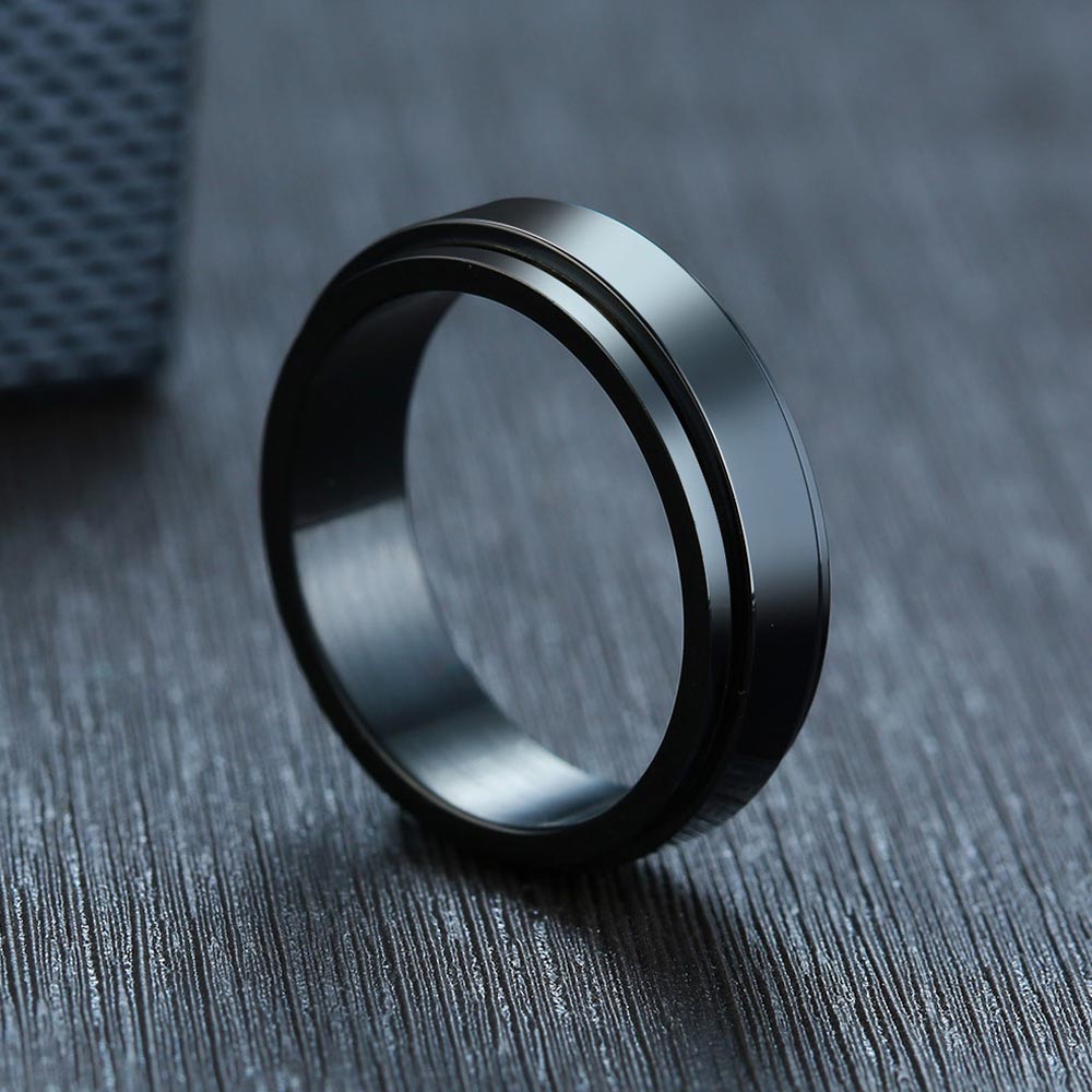Spinner Relieving Stress Stainless Steel Band In Black Gold Ring - Image 3