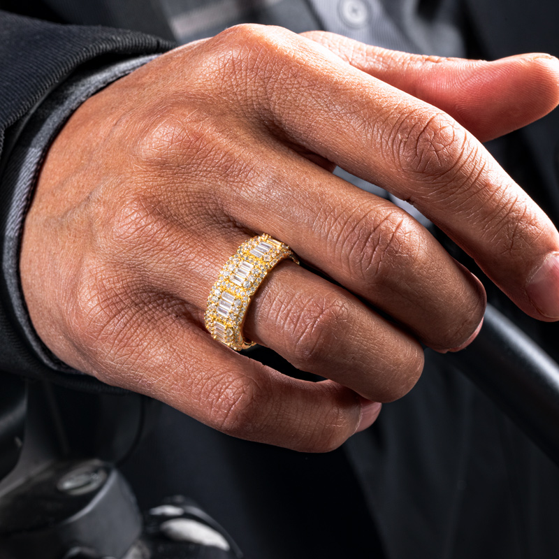8mm Baguette-cut Halo Band In Gold Iced Out Shine With Street Luxury - Image 4