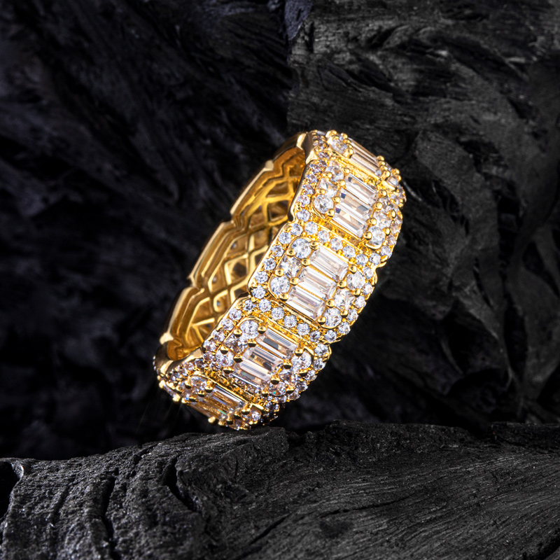 8mm Baguette-cut Halo Band In Gold Iced Out Shine With Street Luxury - Image 5