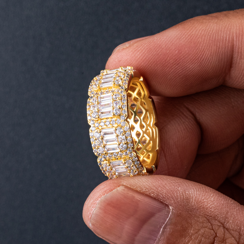 8mm Baguette-cut Halo Band In Gold Iced Out Shine With Street Luxury - Image 6