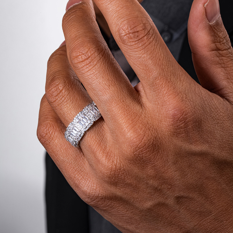 8mm Baguette-cut Halo Band In White Gold Iced Out Shine With Street Luxury - Image 4