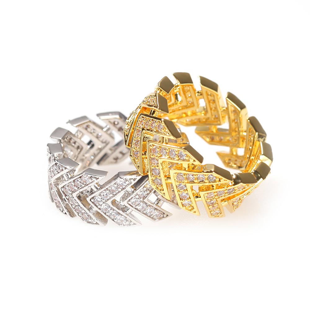9mm Iced Out Loop Arrow Band In White Gold Ring With Street Luxury Shine - Image 3