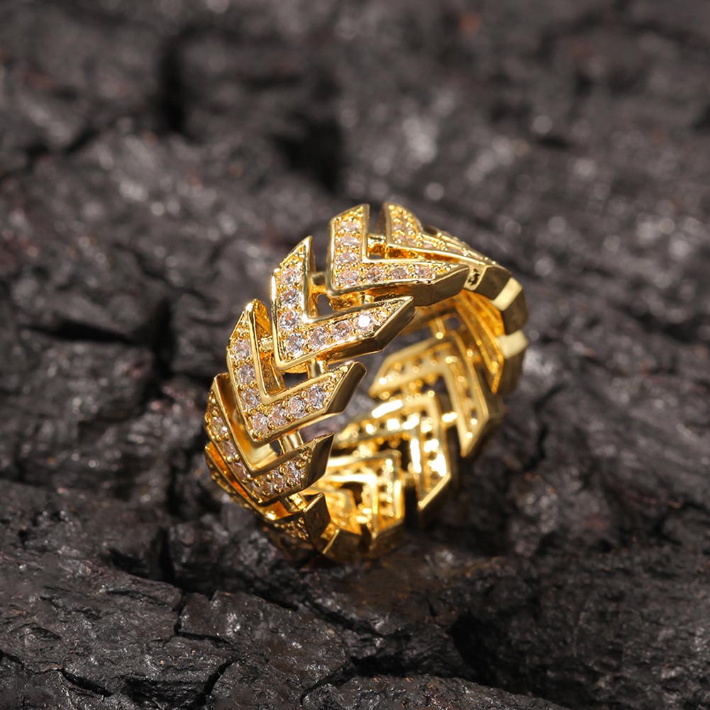9mm Iced Out Loop Arrow Band In White Gold Ring With Street Luxury Shine