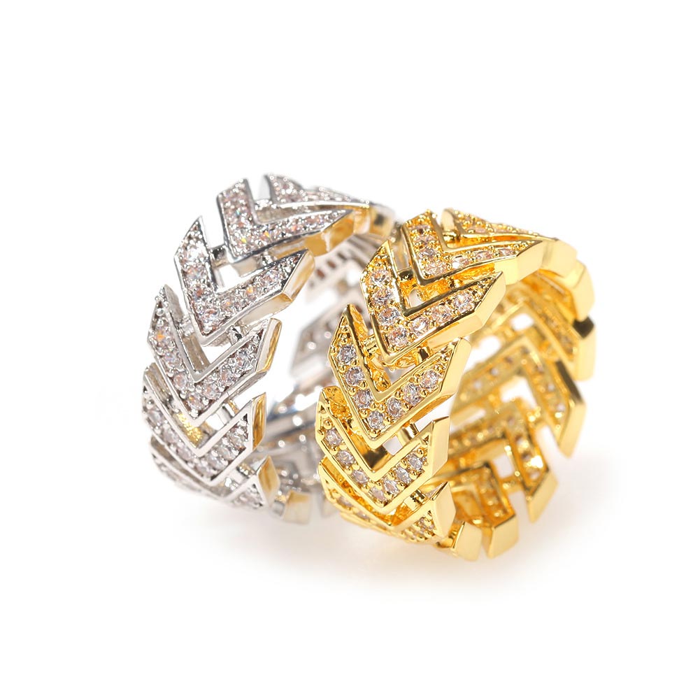 9mm Iced Out Loop Arrow Band In White Gold Ring With Street Luxury Shine - Image 5