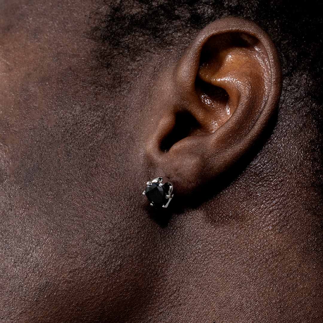 Black Round Stone Earring Bold Statement Style With Street Luxury - Image 3