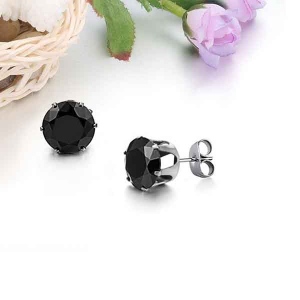 Black Round Stone Earring Bold Statement Style With Street Luxury - Image 4