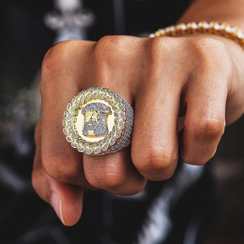 Jesus Head Ring In Gold Gold With Bold Statement Appeal