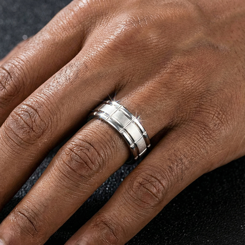 Unique Gents Titanium Steel Band In Gold Ring With Street Luxury Shine - Image 4