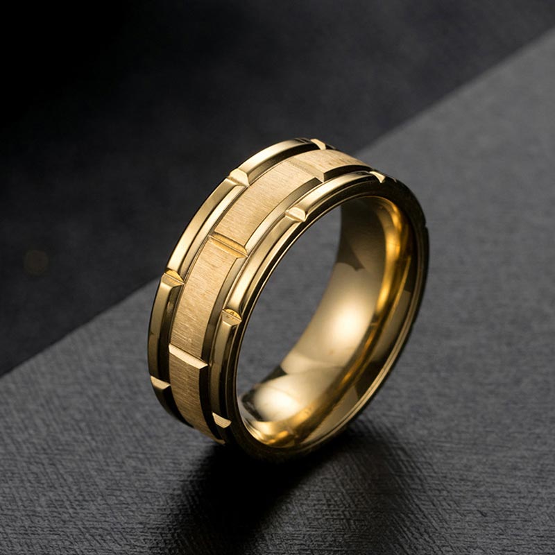 Unique Gents Titanium Steel Band In Gold Ring With Street Luxury Shine - Image 5