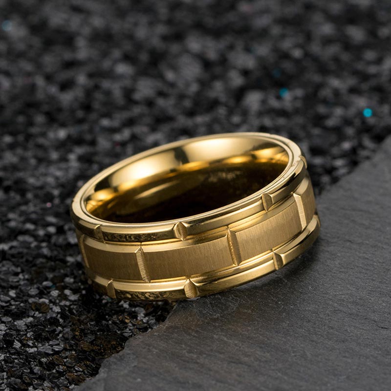 Unique Gents Titanium Steel Band In Gold Ring With Street Luxury Shine