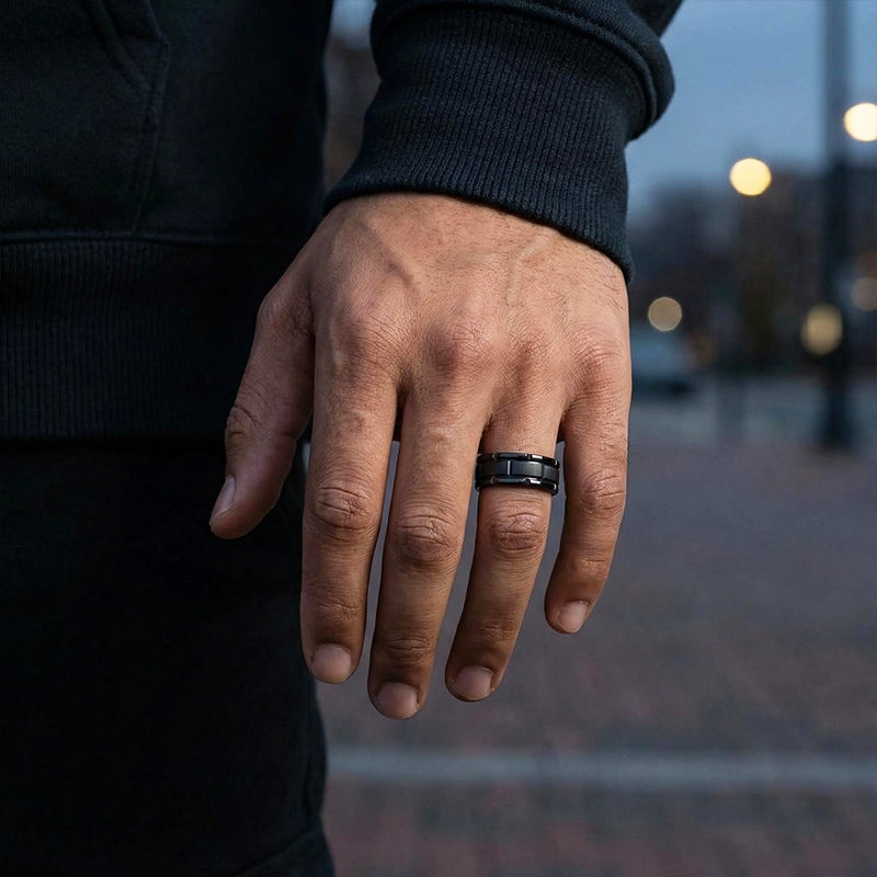 Unique Gents Titanium Steel Band In Black Gold With Street Luxury Shine - Image 3