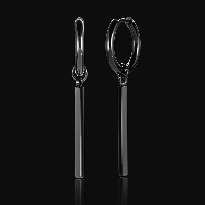 Square Stick Stainless Steel Hoop Earrings Silver With Street Luxury Shine - Image 6
