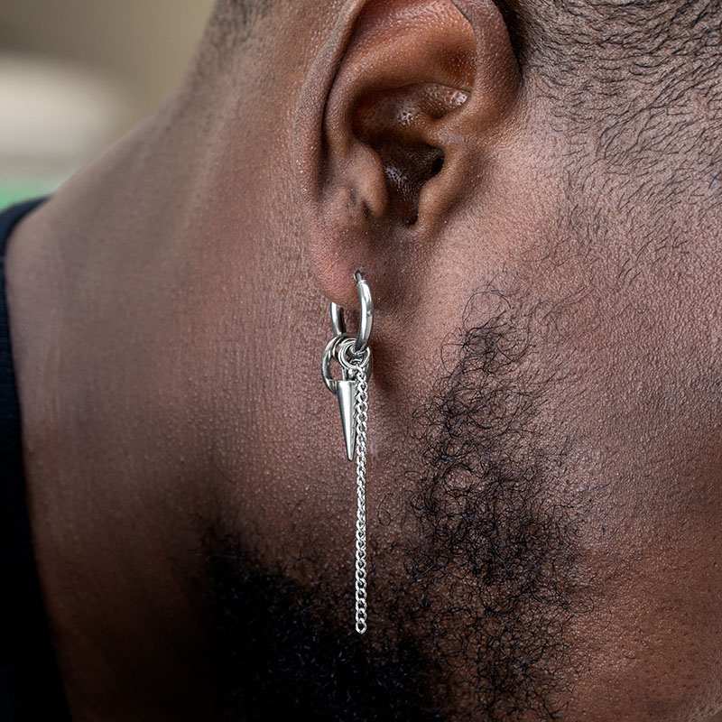 Asymmetric Anti-war Cross Cone Spike Earrings With Street Luxury Shine - Image 3