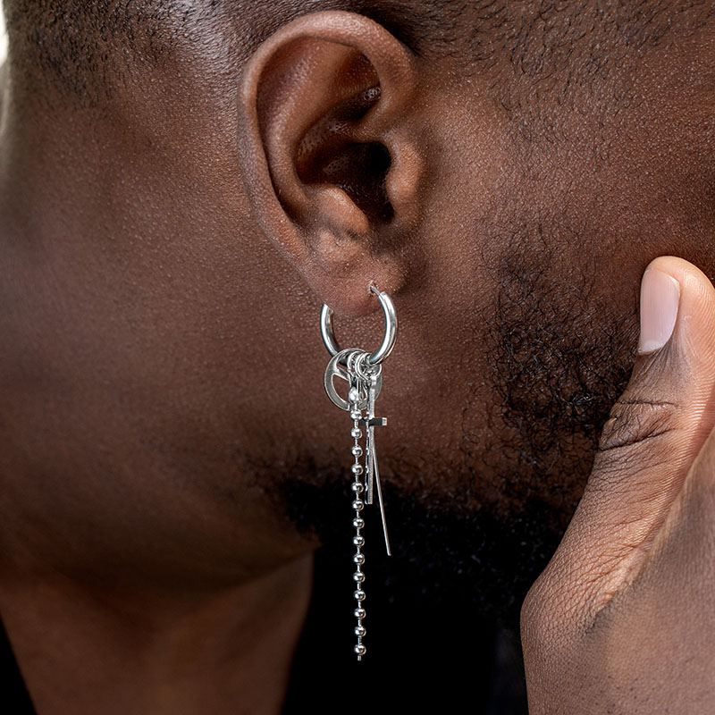 Asymmetric Anti-war Cross Cone Spike Earrings With Street Luxury Shine - Image 4
