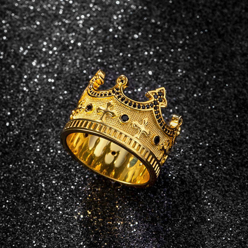 Iced Out Cross King Crown Ring Gold With Street Luxury Shine - Image 3