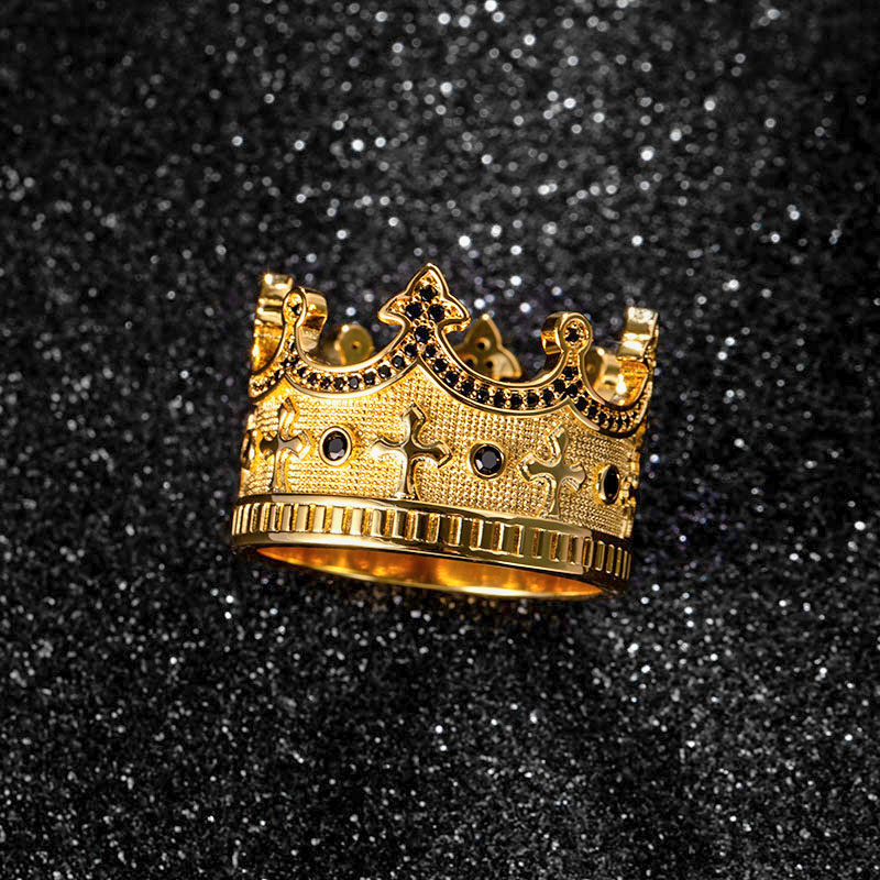 Iced Out Cross King Crown Ring Gold With Street Luxury Shine - Image 4