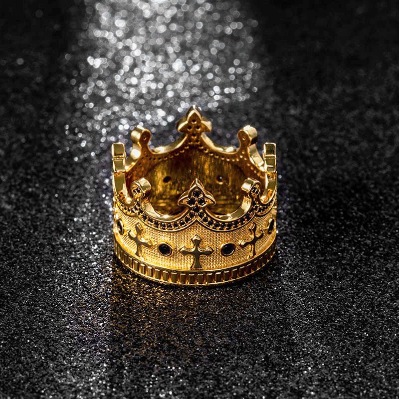 Iced Out Cross King Crown Ring Gold With Street Luxury Shine - Image 5
