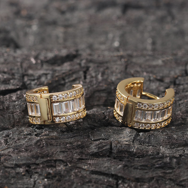 Round&baguette Cut Hoop Earrings Moissanite With Street Luxury Shine - Image 3