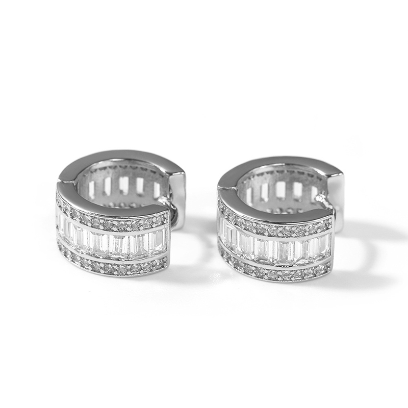 Round&baguette Cut Hoop Earrings Moissanite With Street Luxury Shine - Image 4