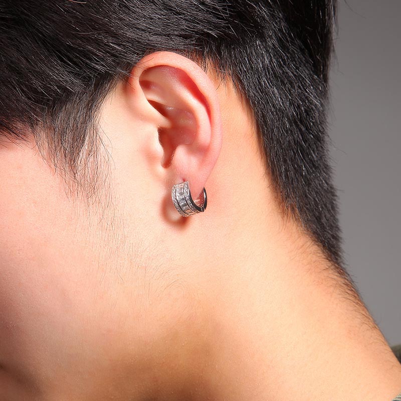 Round&baguette Cut Hoop Earrings Moissanite With Street Luxury Shine - Image 6