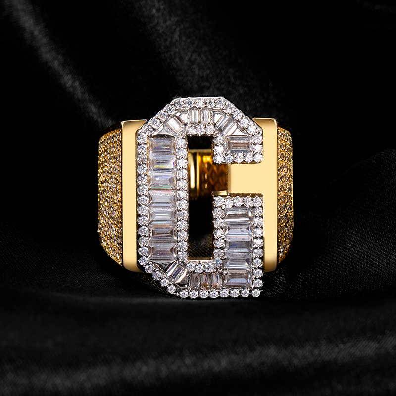 Baguette G Initial Letter Ring Bold Statement Style With Street Luxury