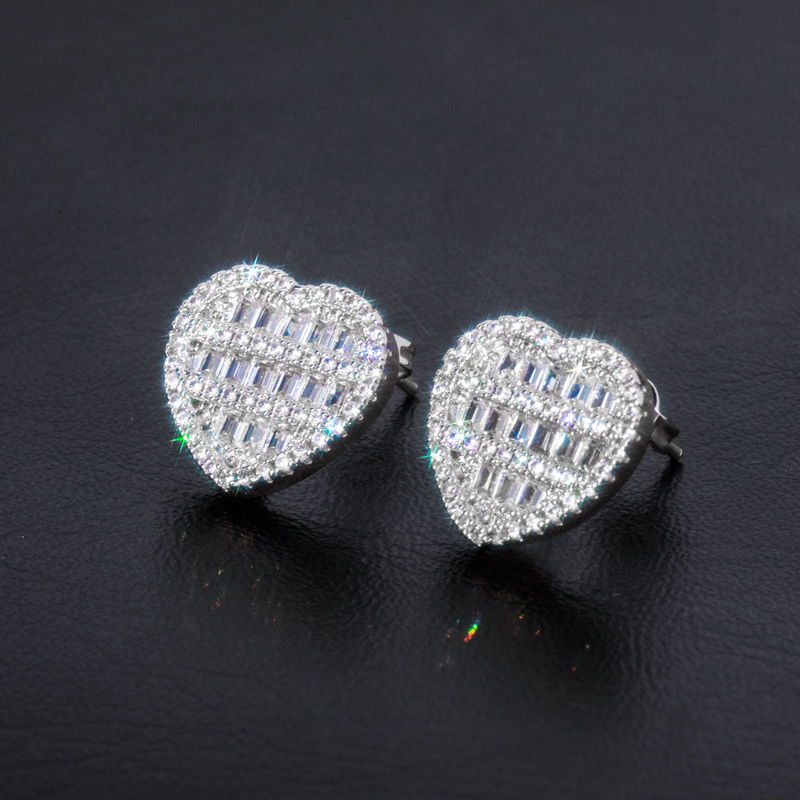 Baguette Stone Heart Shape Earrings Bold Statement Style With Street Luxury - Image 3