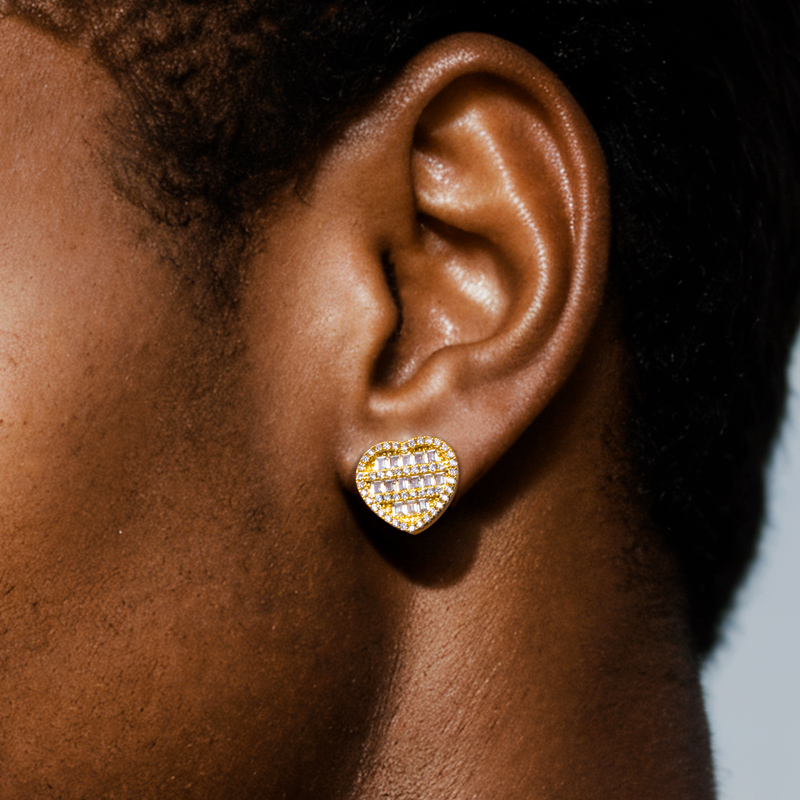 Baguette Stone Heart Shape Earrings Bold Statement Style With Street Luxury - Image 4