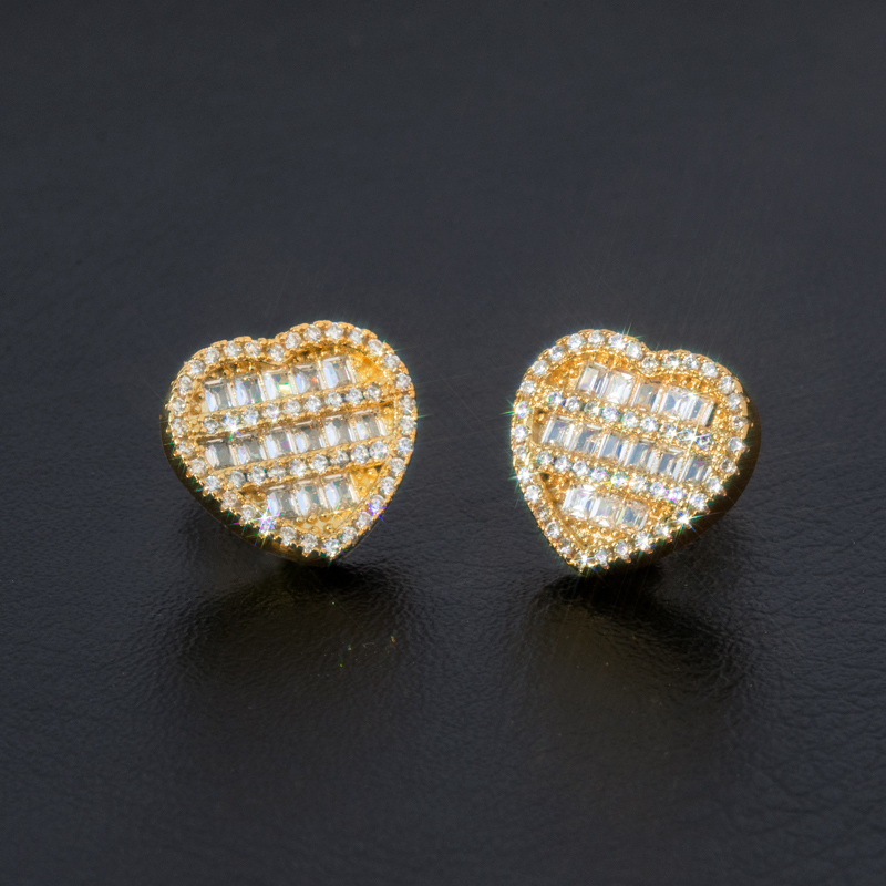 Baguette Stone Heart Shape Earrings Bold Statement Style With Street Luxury - Image 5
