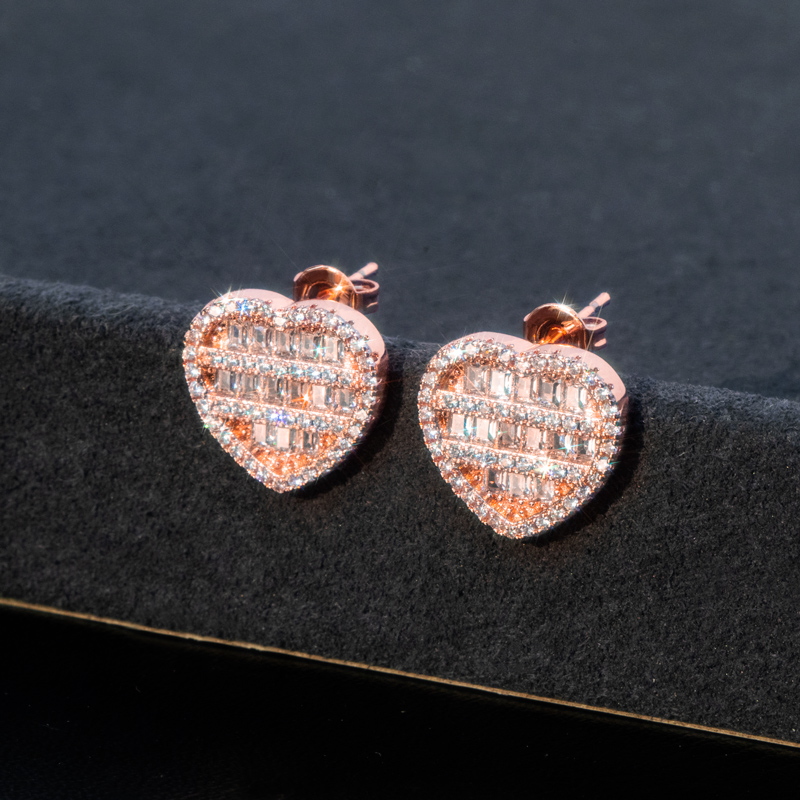 Baguette Stone Heart Shape Earrings Bold Statement Style With Street Luxury - Image 6