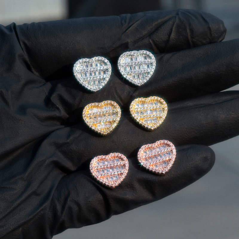 Baguette Stone Heart Shape Earrings Bold Statement Style With Street Luxury - Image 8