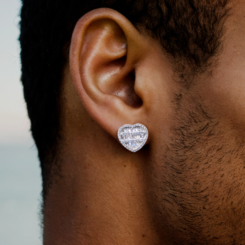 Baguette Stone Heart Shape Earrings Bold Statement Style With Street Luxury