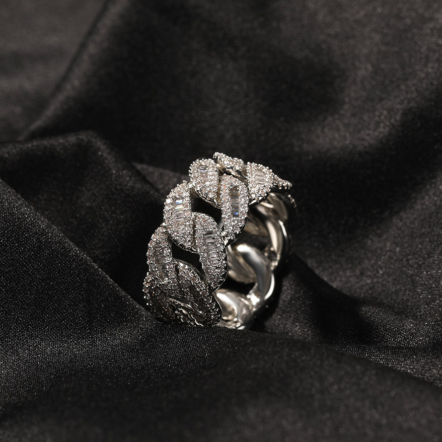 12mm Round & Baguette Cut Cuban Ring Gold With Street Luxury Shine - Image 3