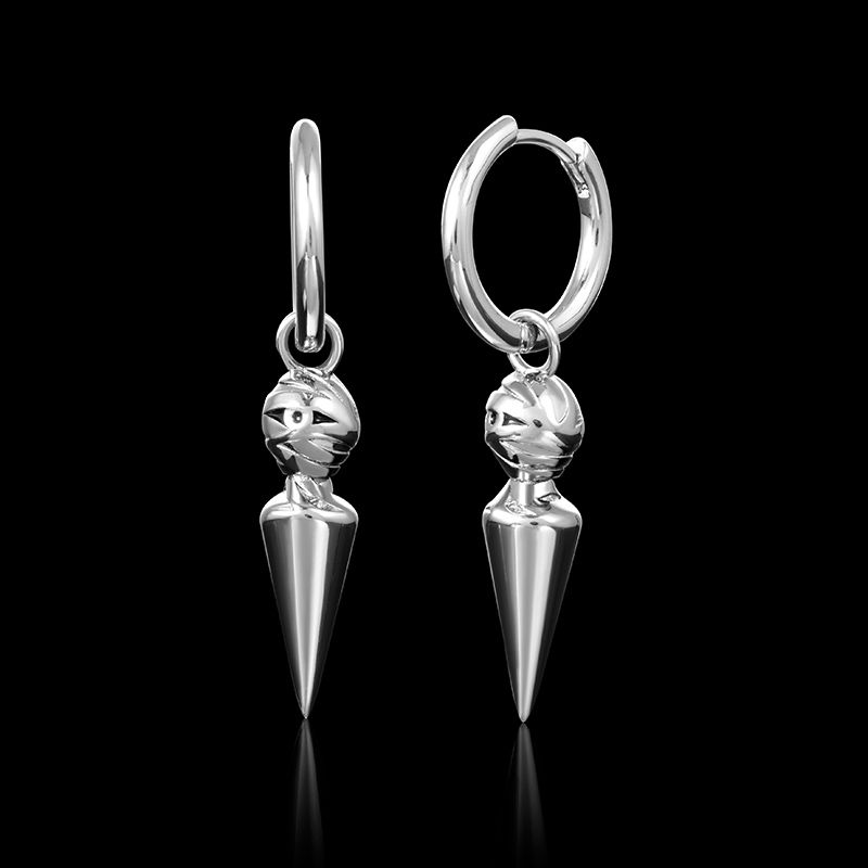 Eye Of Ra Cron Drop Earrings In White Gold With Street Luxury Shine - Image 3
