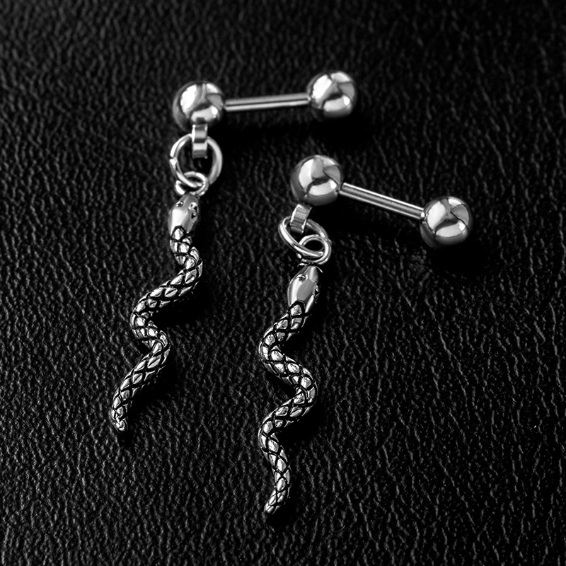 Climbing Snake Stainless Steel Earrings Silver With Street Luxury Shine - Image 4