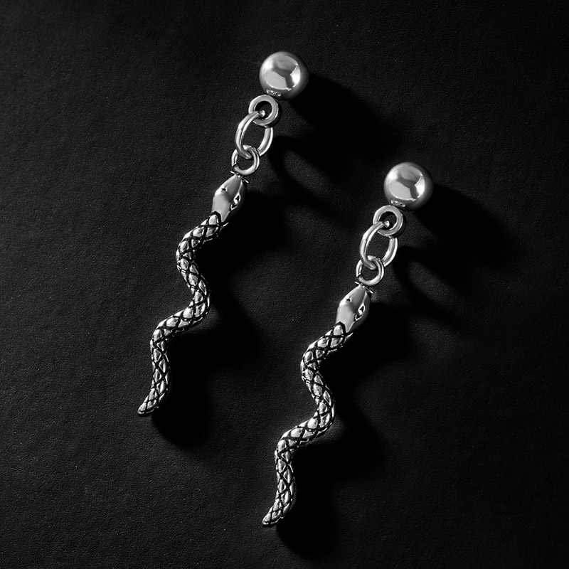 Climbing Snake Stainless Steel Earrings Silver With Street Luxury Shine - Image 5