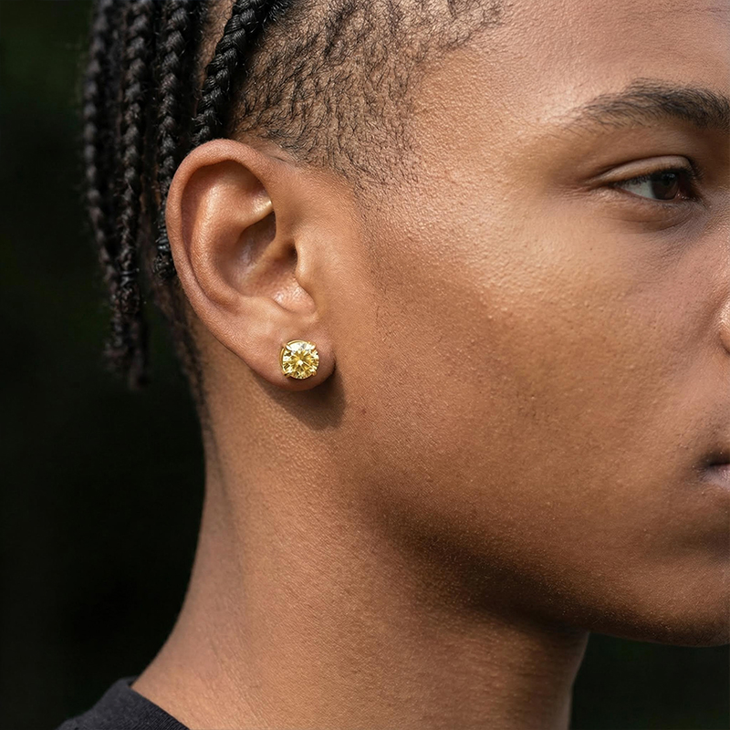 Round Stone Magnetic Non-piercing Stud Earrings With Street Luxury Shine - Image 3