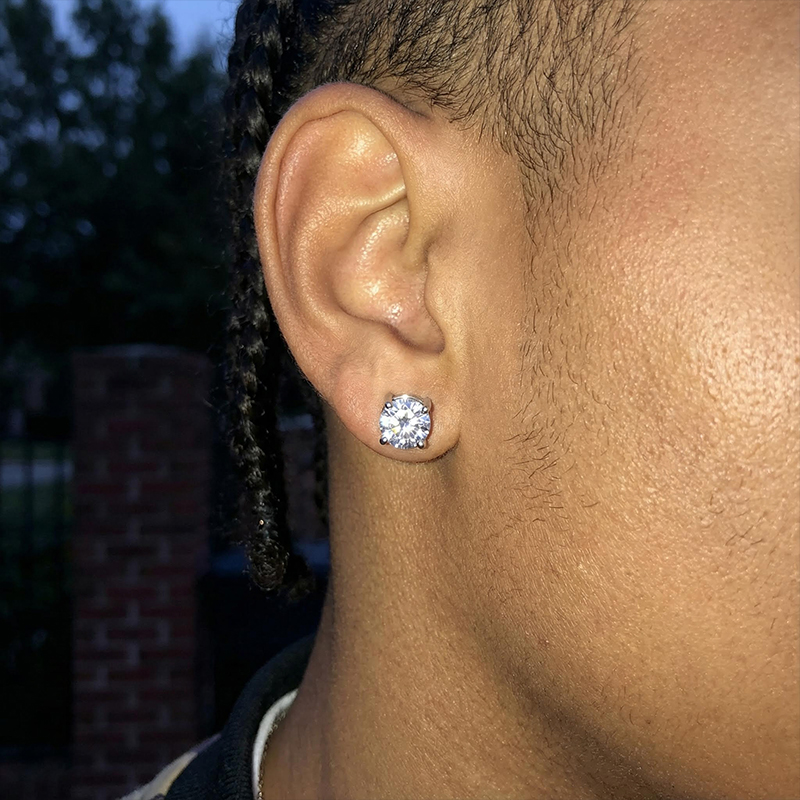 Round Stone Magnetic Non-piercing Stud Earrings With Street Luxury Shine - Image 6