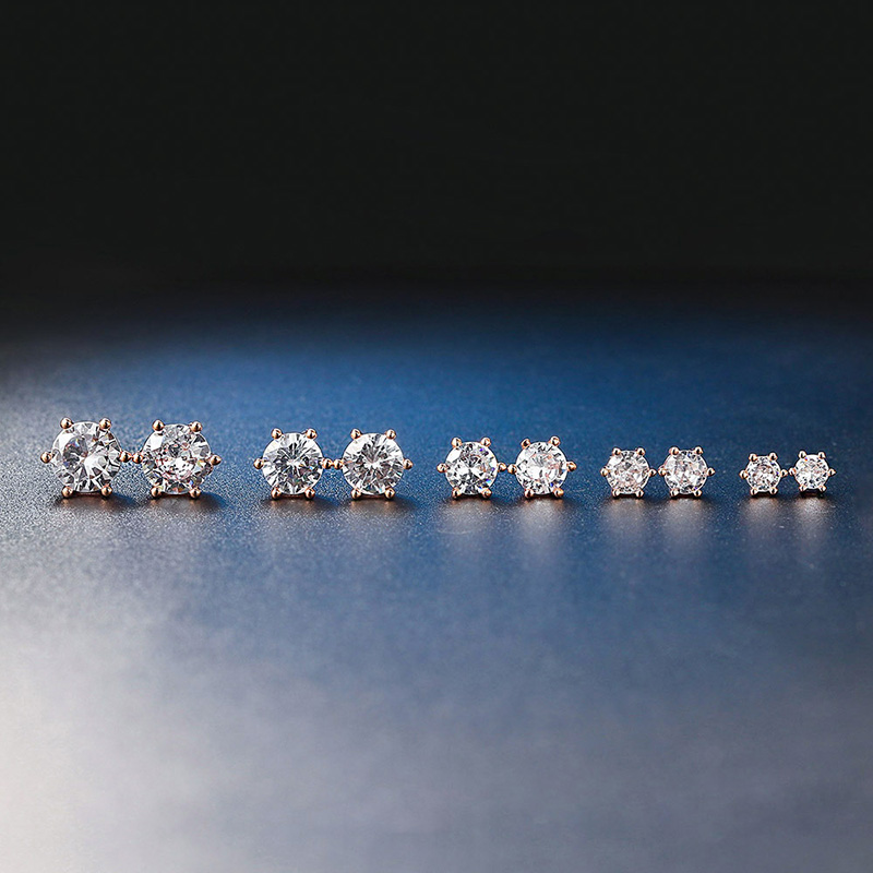 6-prong Round Cut Stud Earrings Iced Out Shine With Street Luxury - Image 3