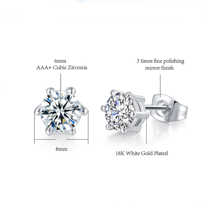 6-prong Round Cut Stud Earrings Iced Out Shine With Street Luxury - Image 4