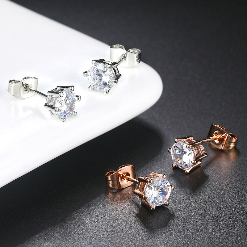 6-prong Round Cut Stud Earrings Iced Out Shine With Street Luxury - Image 5